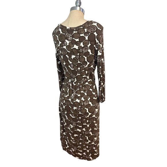 Boden Brown & White Circle Long Sleeve Dress Size 14R US 12 - Picture 3 of 5